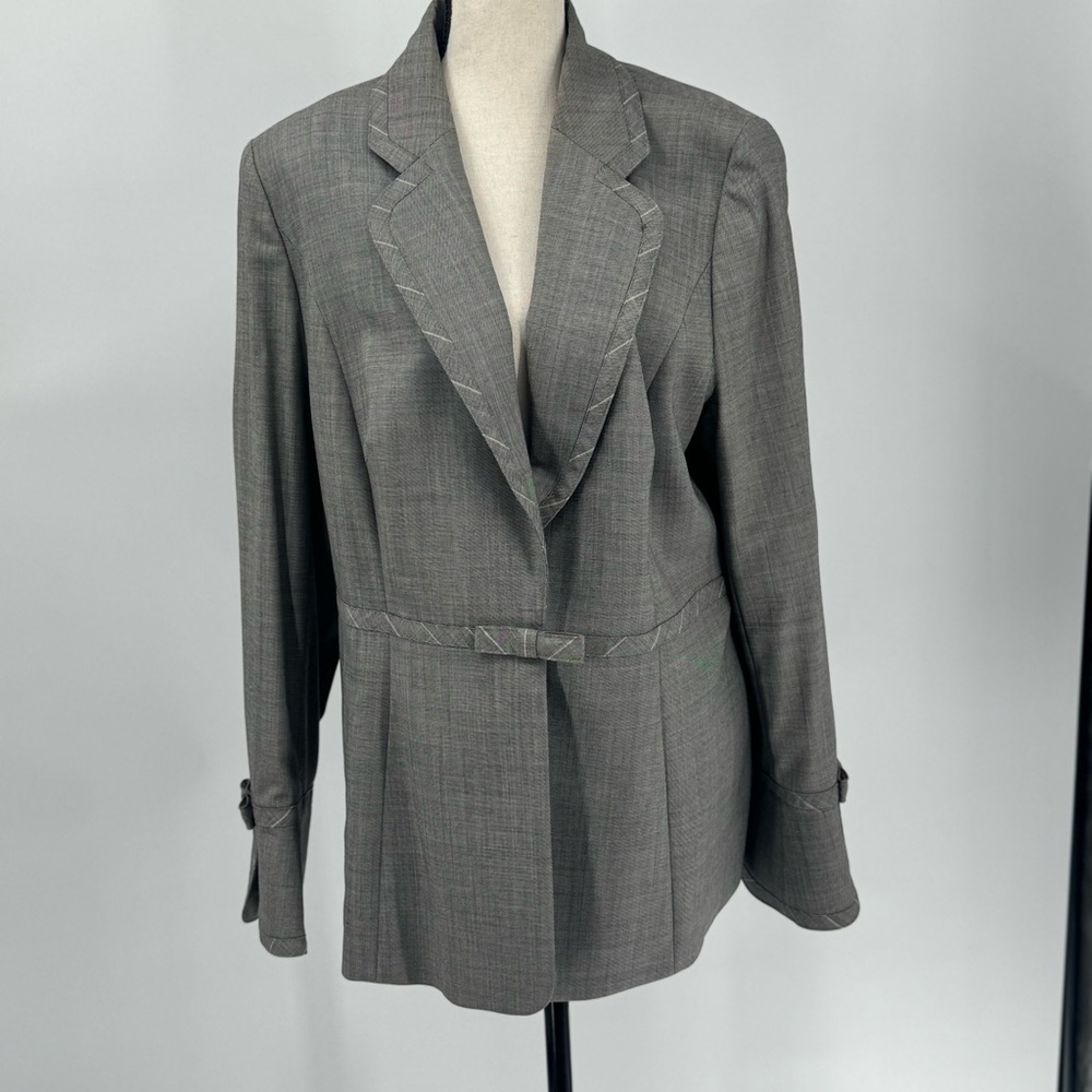 Escada Gray Wool Bow‎ Trim Blazer Jacket Women’s 14 (German 44)